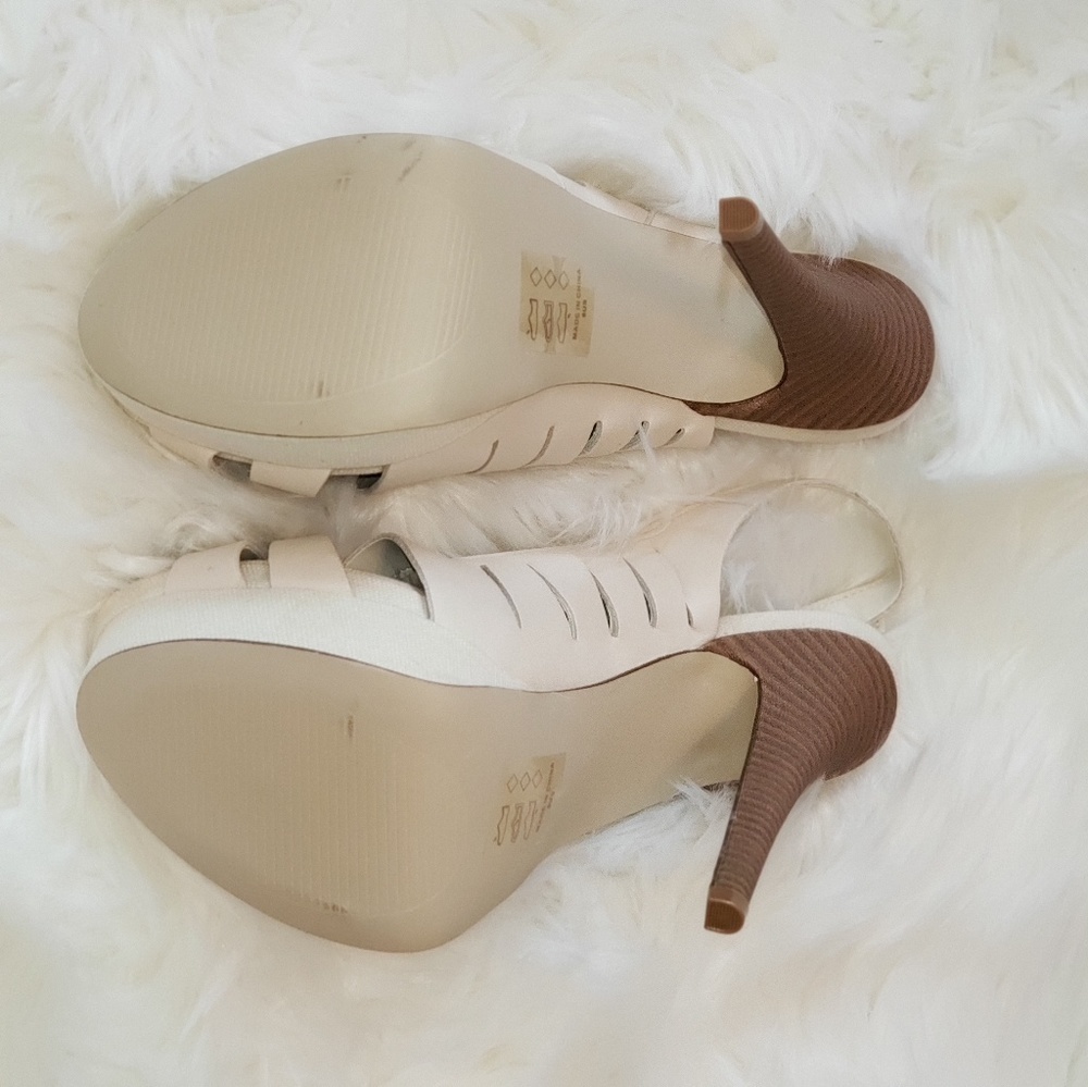 Cream color platform slingback heels - Picture 4 of 5